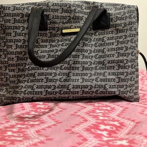 Juicy Couture Black and Gray Logo Tote Bag